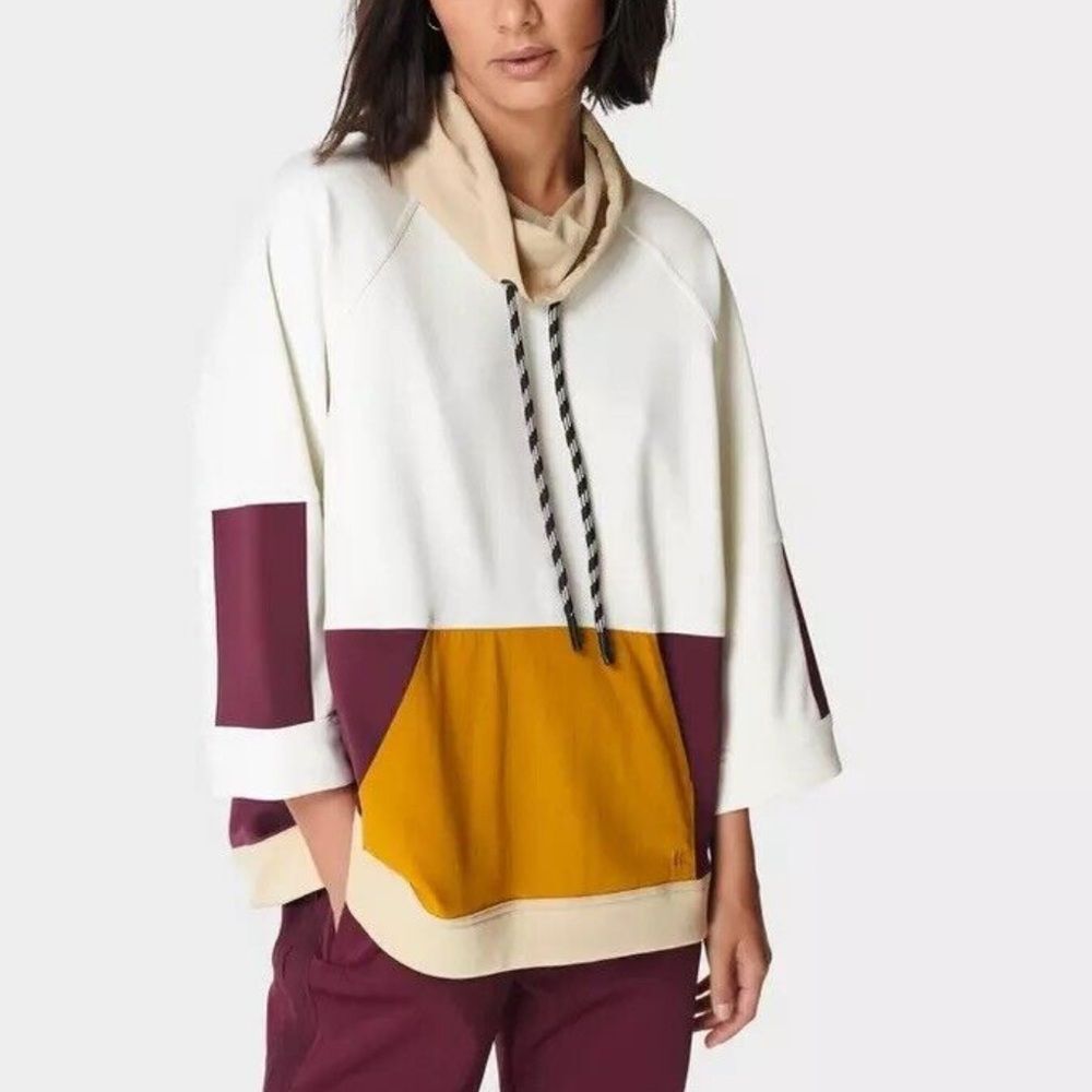 Sweaty Betty Mix It Up Colourblock White/Multicolor Sweatshirt‎ Size Small